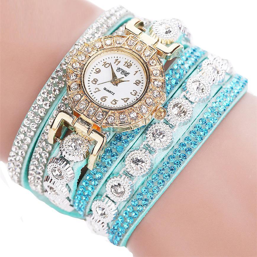 Reloj masculino de cuarzo para mujer, reloj de pulsera de piel sintética con diamantes de imitación para mujer