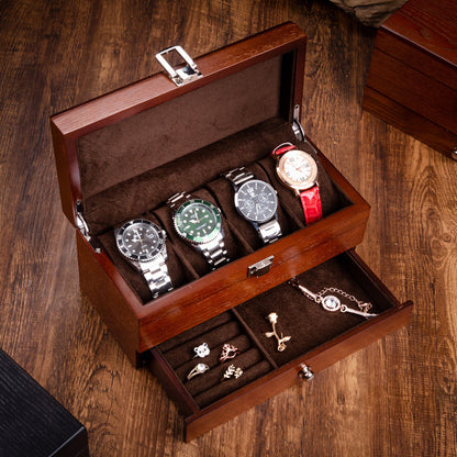 Wooden Double-layer Watch Jewelry Storage Box