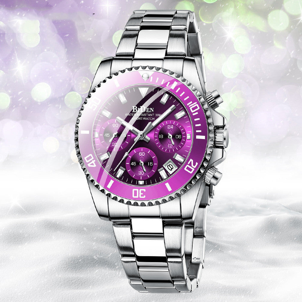 Ladies Fashion Multifunctional Quartz Waterproof Business Watch