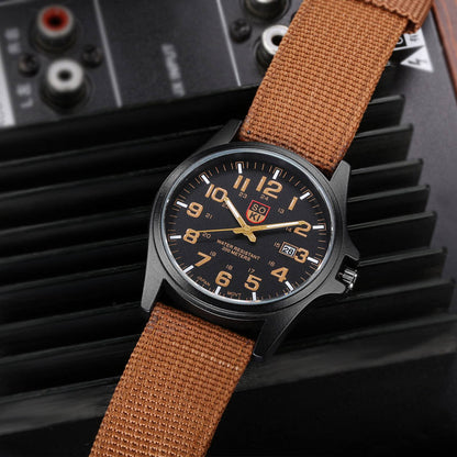 Reloj deportivo de cuarzo con calendario para hombre con correa de nailon trenzado