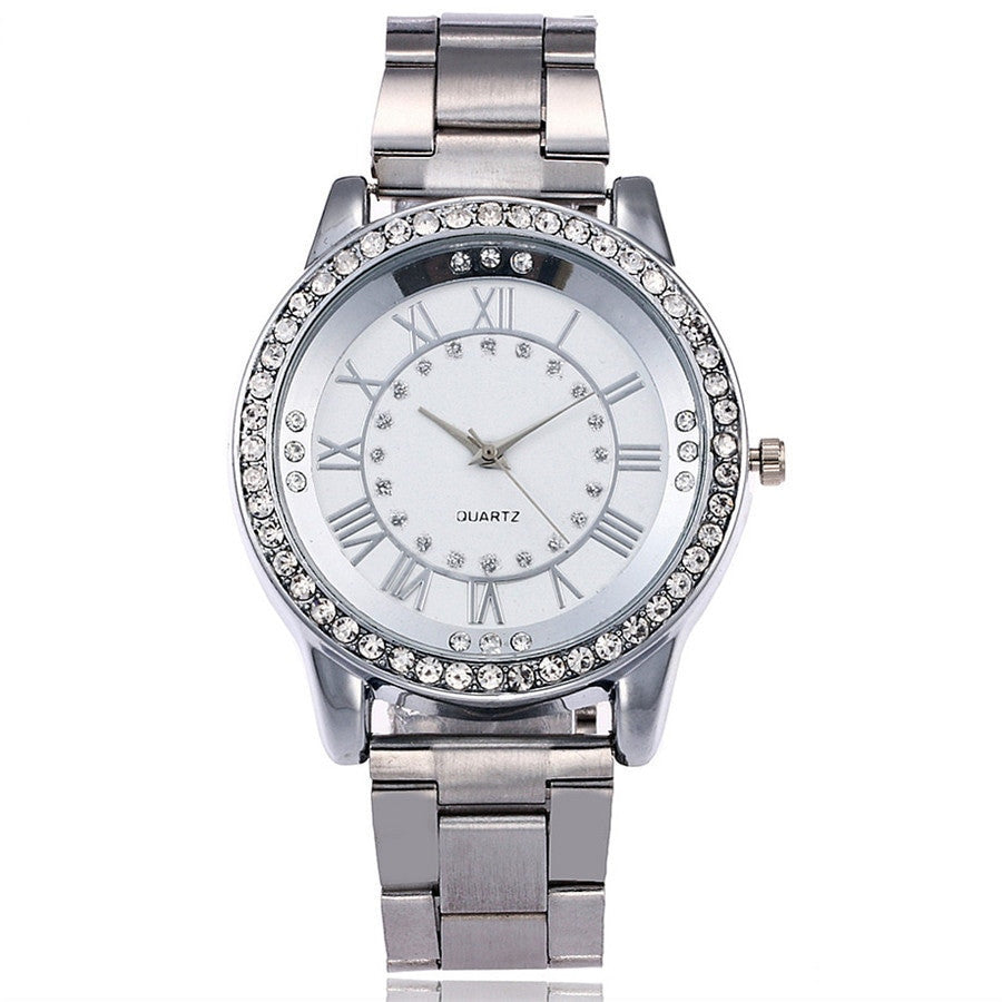 Reloj de oro rosa de la marca Vansvar, reloj de cuarzo con diamantes de imitación de lujo para mujer, relojes de pulsera casuales de acero inoxidable para mujer, reloj femenino