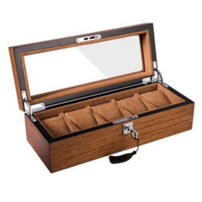 Matte wood grain lock watch storage box