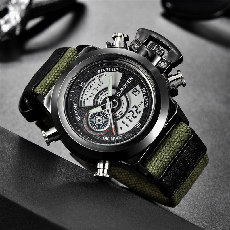 Reloj electrónico de doble pantalla con correa de nailon