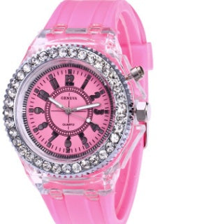 Relojes luminosos LED Geneva para mujer, relojes de cuarzo para mujer, relojes de pulsera de silicona para mujer