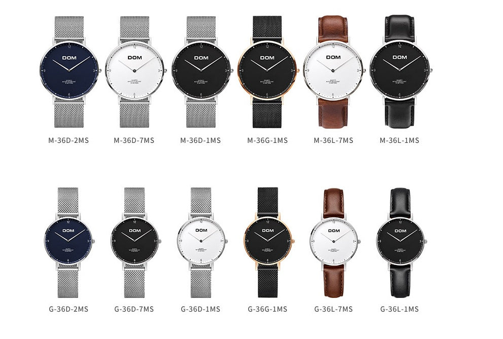 Belt simple and stylish ultra-thin steel waterproof couple watch