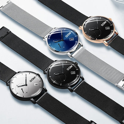 Men's simple quartz watch belt calendar anti-independent second hand sports men's watch