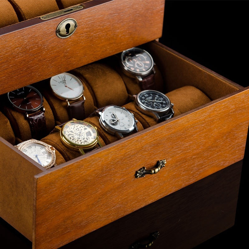 Solid wood watch jewelry storage box