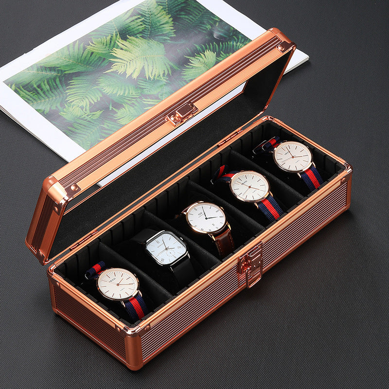 Multi Color Transparent Upper Cover Aluminum Alloy Watch Storage Box