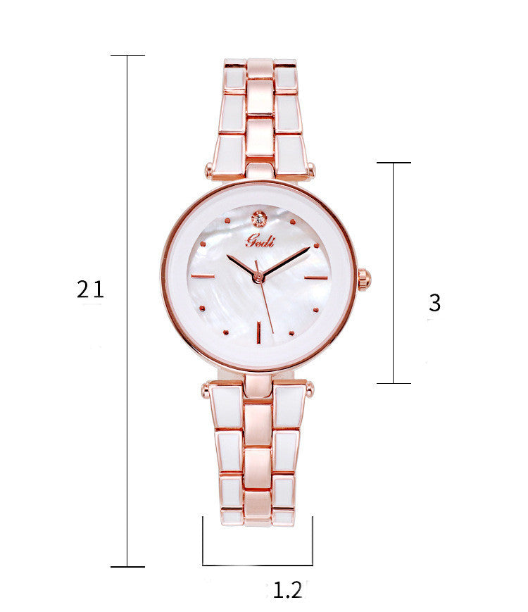 Reloj de mujer estilo coreano moderno estudiante cuarzo blanco