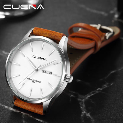 Reloj de cuarzo CUENA, reloj sencillo con correa resistente al agua, reloj con correa para hombre, reloj de cuarzo