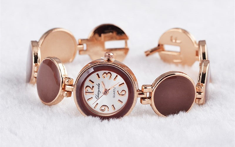 Reloj de mujer, elegante, de moda, informal, con 5 colores, diseño de oblea, esfera redonda, reloj de pulsera, reloj de pulsera de cuarzo para mujer, Relojes femeninos