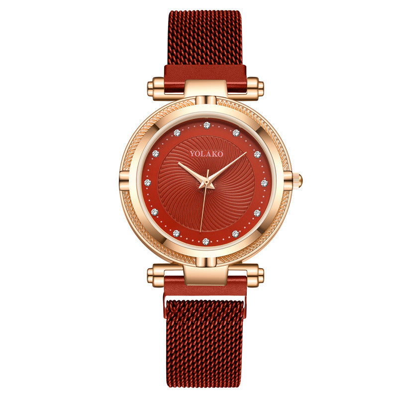 Reloj de pulsera con imán para mujer, moderno y con diamantes