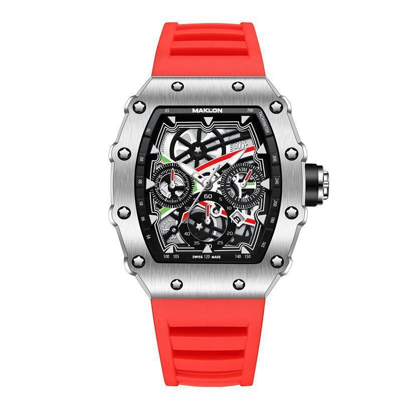 Men's Fashion Skeleton Silicone Strap Quartz Watch