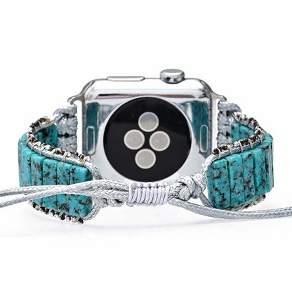 Reloj de piedra de estilo bohemio con pulsera de una sola capa con piedra de sésamo azul