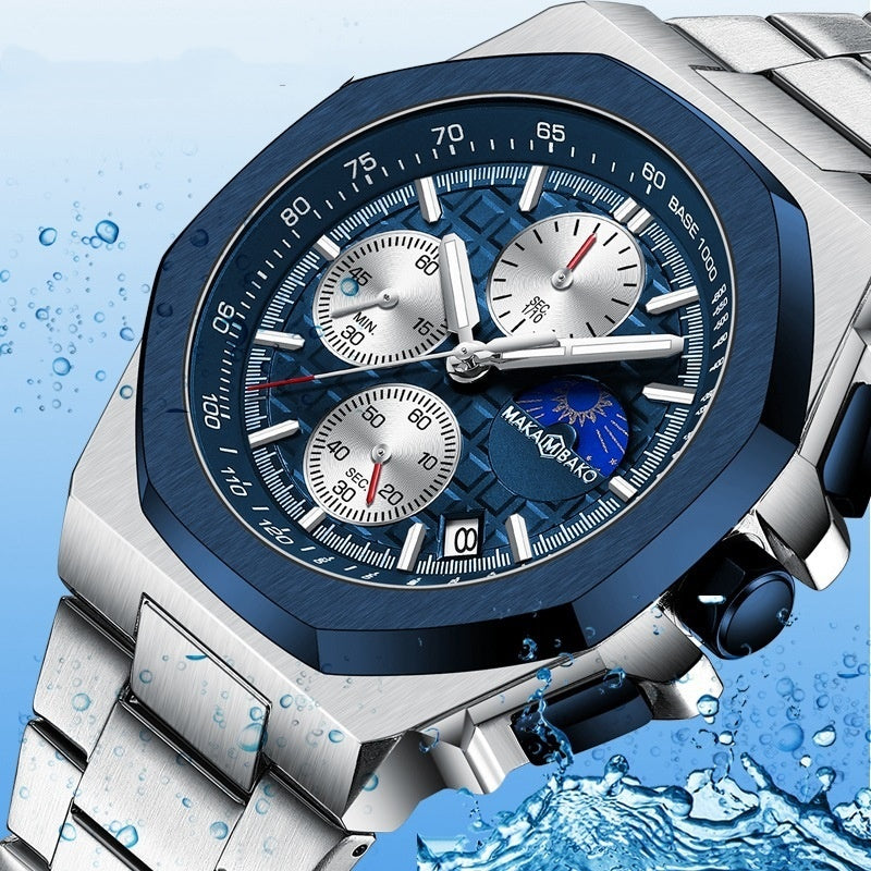 Reloj multifunción resistente al agua Sun Moon Star para hombre