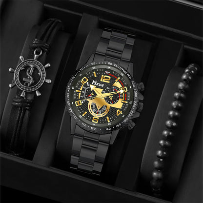 Reloj de acero para hombre, sencillo, de cuarzo y de moda.