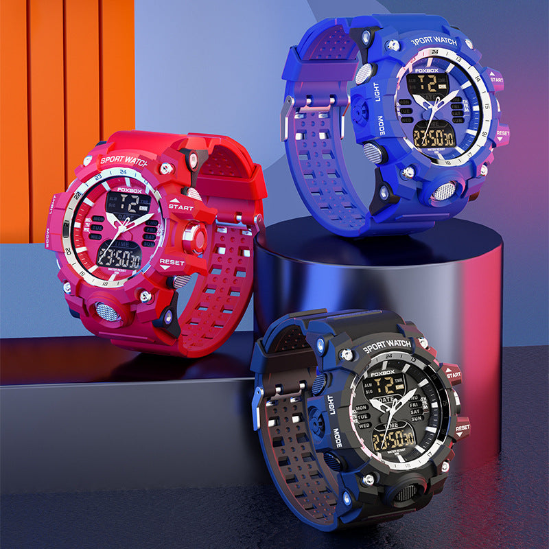 Luminous Waterproof Multifunctional Fashion Double Display Electronic Watch