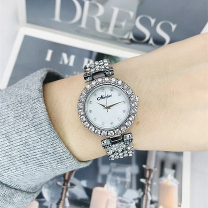 Reloj de mujer de lujo con superficie de fritillary y diamantes, esfera pequeña, pulsera llena de diamantes