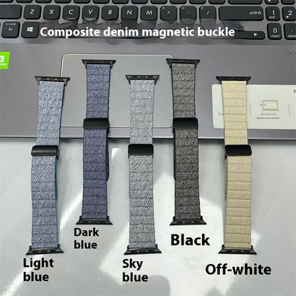 Slim Denim Magnetic Buckle Watch Strap