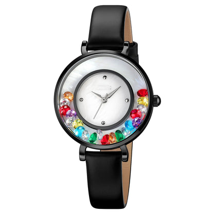 Elegante reloj de mujer con bola de piedras preciosas