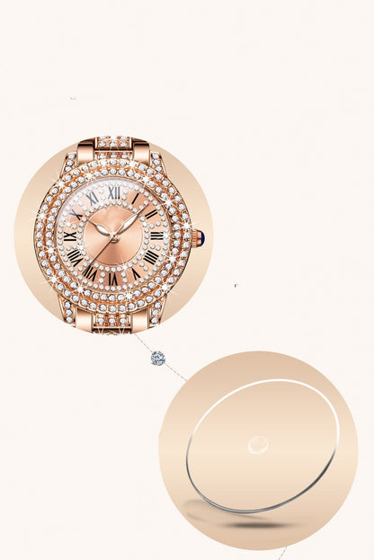 Exquisite And Elegant Sparkling Quartz Watch With Diamonds