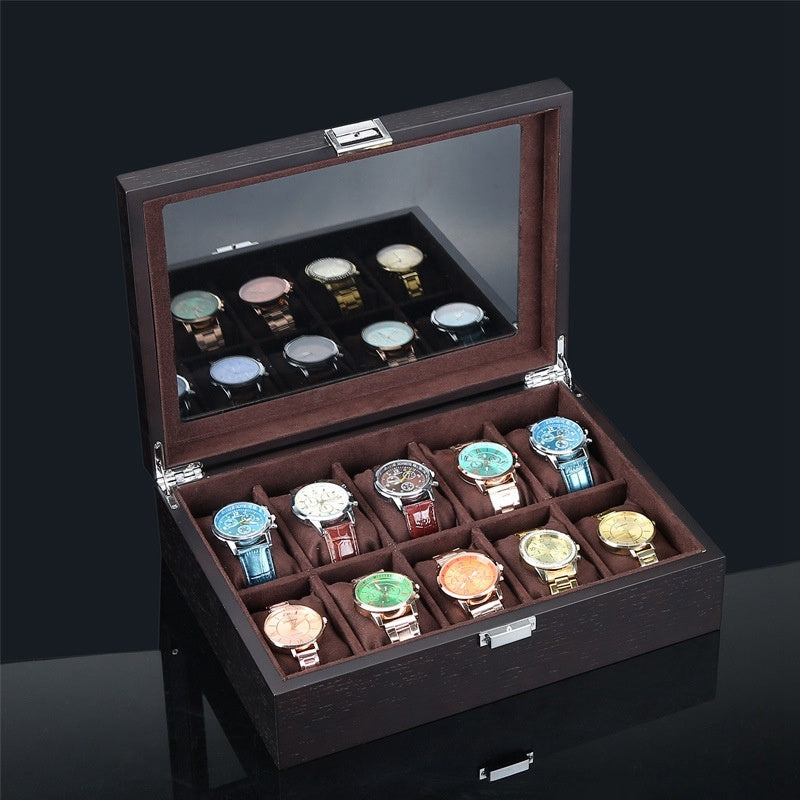 Vintage Wooden Hair 10 Digits Inner Soft Pillow Jewelry Watch Box