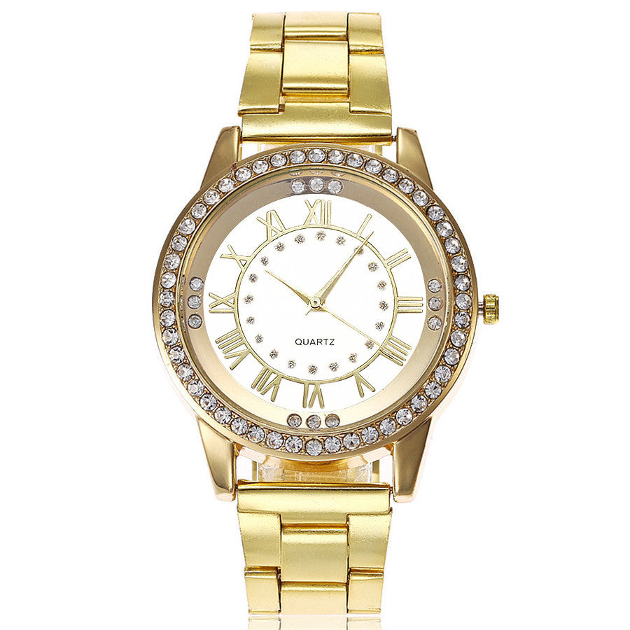 Reloj de oro rosa de la marca Vansvar, reloj de cuarzo con diamantes de imitación de lujo para mujer, relojes de pulsera casuales de acero inoxidable para mujer, reloj femenino