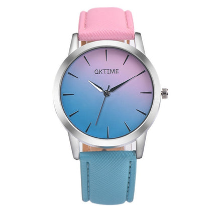 Reloj de pulsera analógico de cuarzo para mujer, diseño retro de arcoíris, estilo informal y elegante