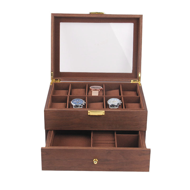 Retro solid wood double watch jewelry storage box