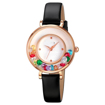 Elegante reloj de mujer con bola de piedras preciosas