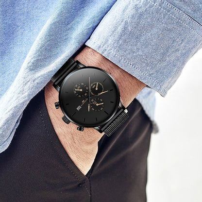 Reloj negro delgado para estudiantes masculinos