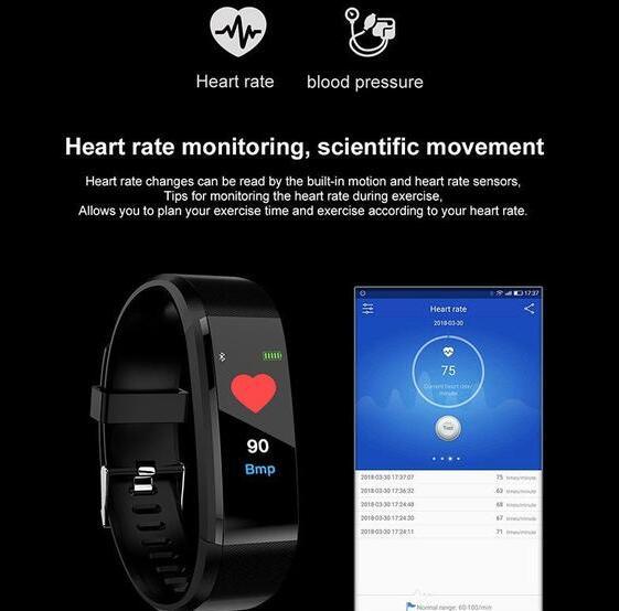 Pulsera inteligente con Bluetooth, monitor de ritmo cardíaco, reloj de actividad física