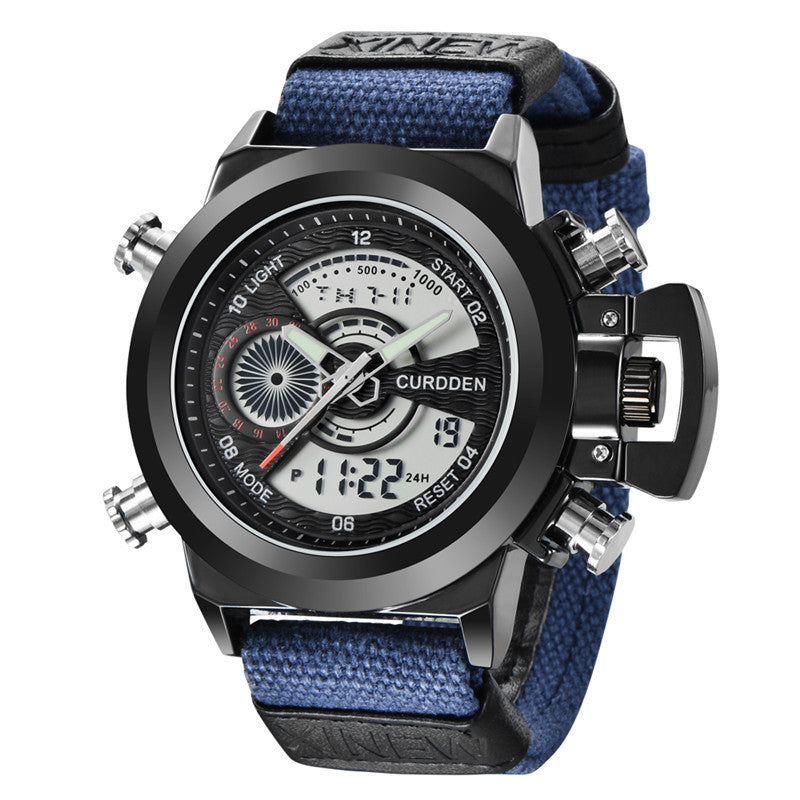 Reloj electrónico de doble pantalla con correa de nailon