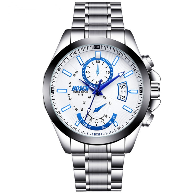 Steel band calendar sports waterproof large dial