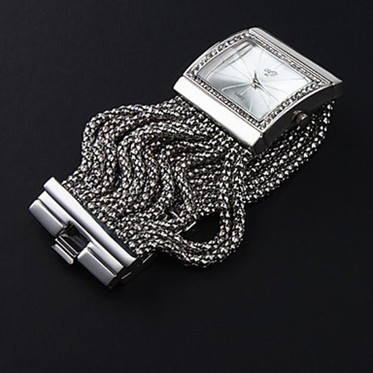 Reloj cuadrado con diamantes de imitación