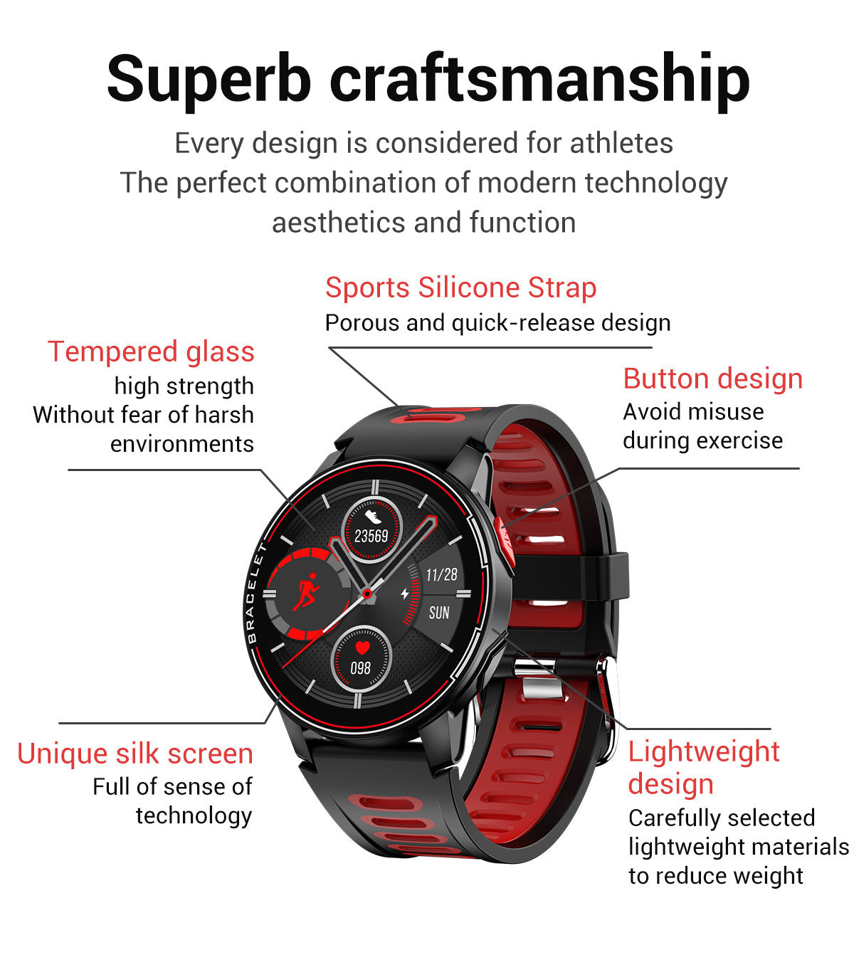 Reloj inteligente deportivo con pantalla táctil completa