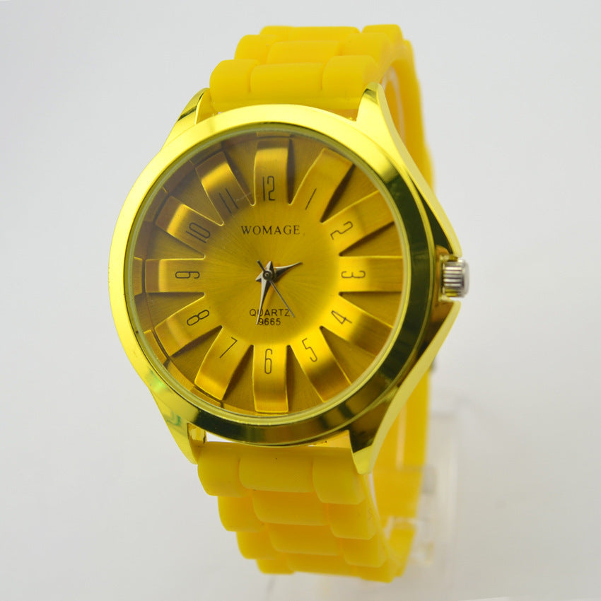 Reloj de cuarzo con esfera de crisantemo y cinta de girasol para mujer