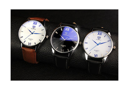 Korean version of the simple waterproof Roman scale business table soft belt men and women models couple watches men's quartz watch