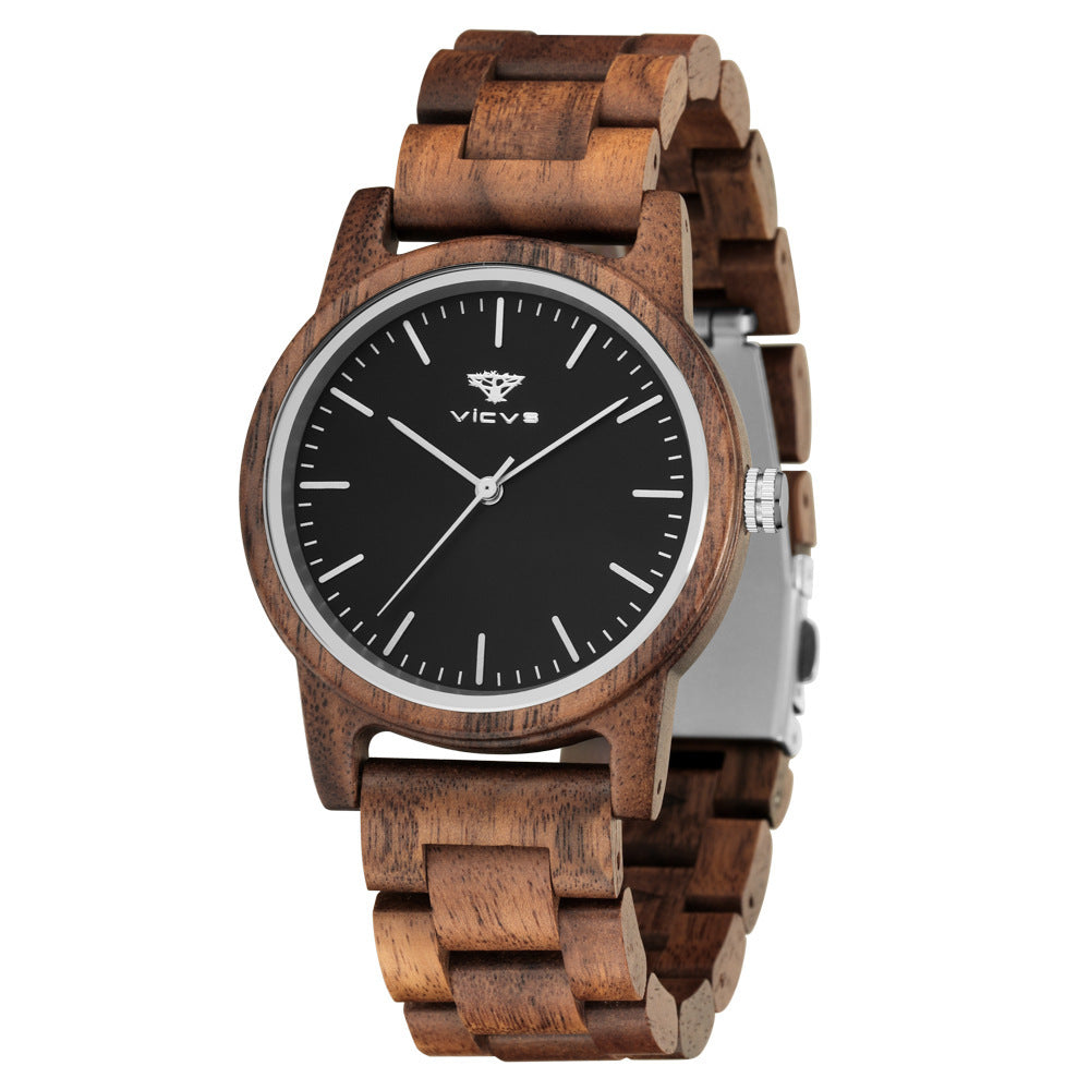 Reloj de cuarzo de madera Zebra Fashion