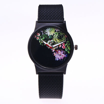 Men's And Women's Silicone Mesh Floral Watch