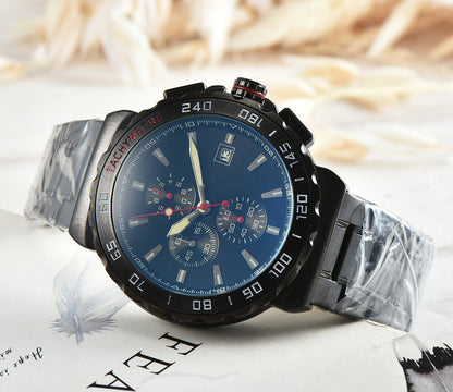 Six-Hand Running-Second Steel Band Watch
