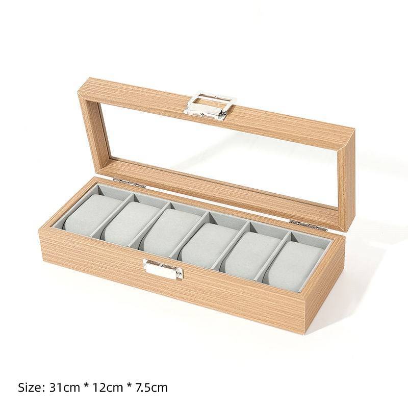 6 grid leather watch box storage box