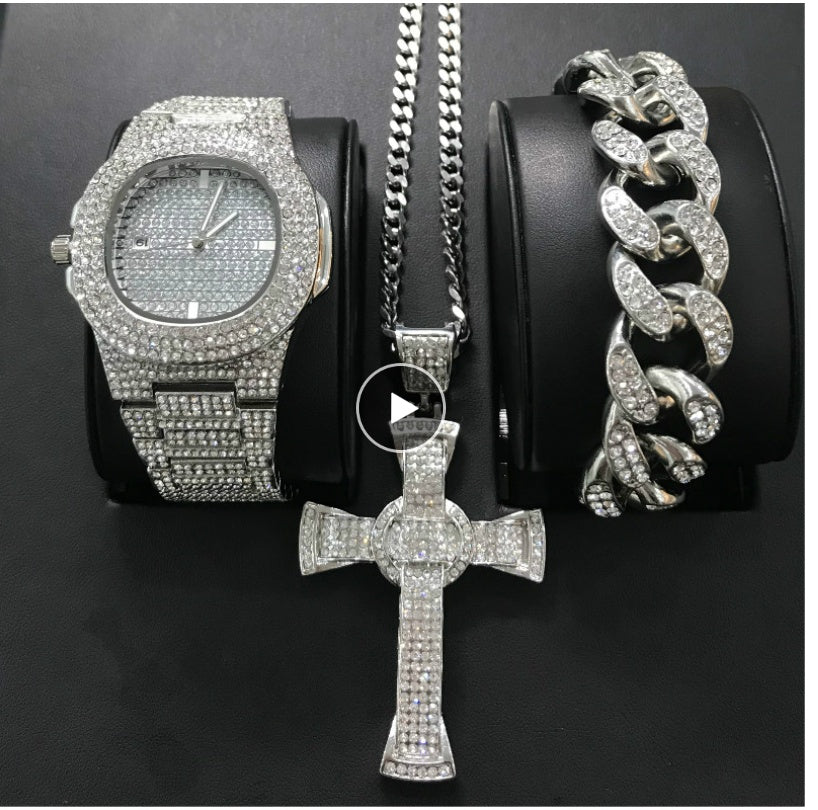 Relojes para hombre, marca de lujo, moda, reloj de cuarzo con fecha y diamantes 