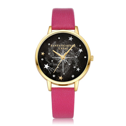 Conjunto combinado de pulsera y reloj para mujer con diseño de cielo estrellado