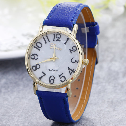 Reloj con correa de mármol, reloj de moda de Ginebra, reloj informal con esfera de concha para hombres y mujeres