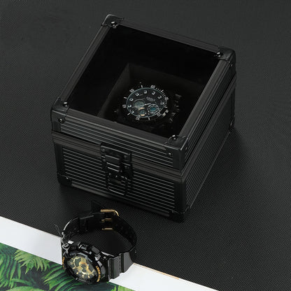 Pure Black Aluminum Alloy Watch Storage Box