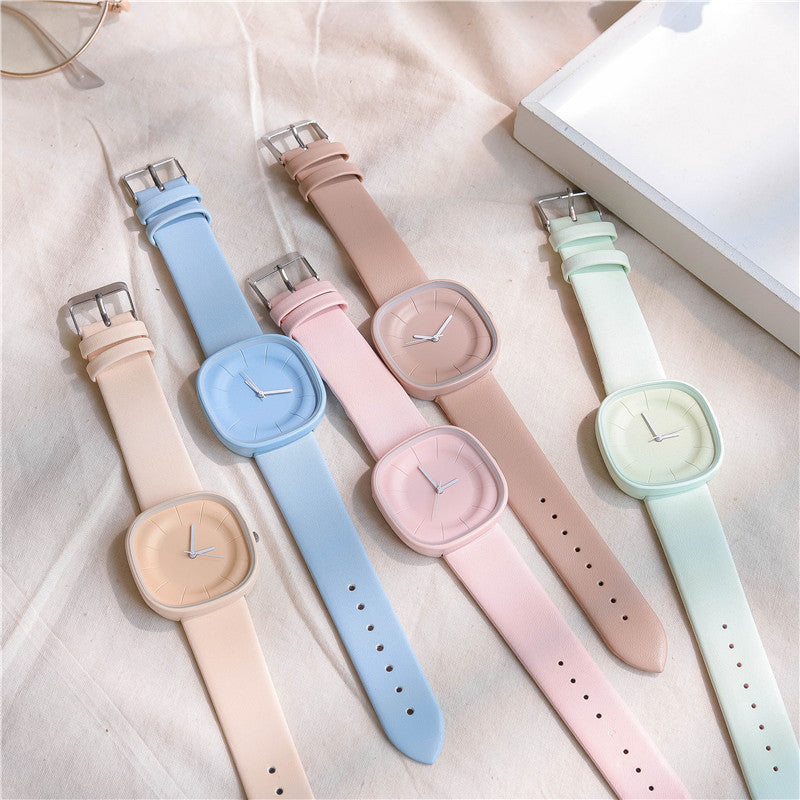 Reloj cuadrado minimalista japonés con diseño de leche y azúcar para mujer