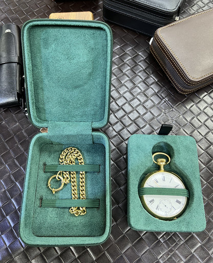 Portable Leather Pocket Watch Storage Box