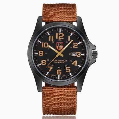 Reloj deportivo de cuarzo con calendario para hombre con correa de nailon trenzado