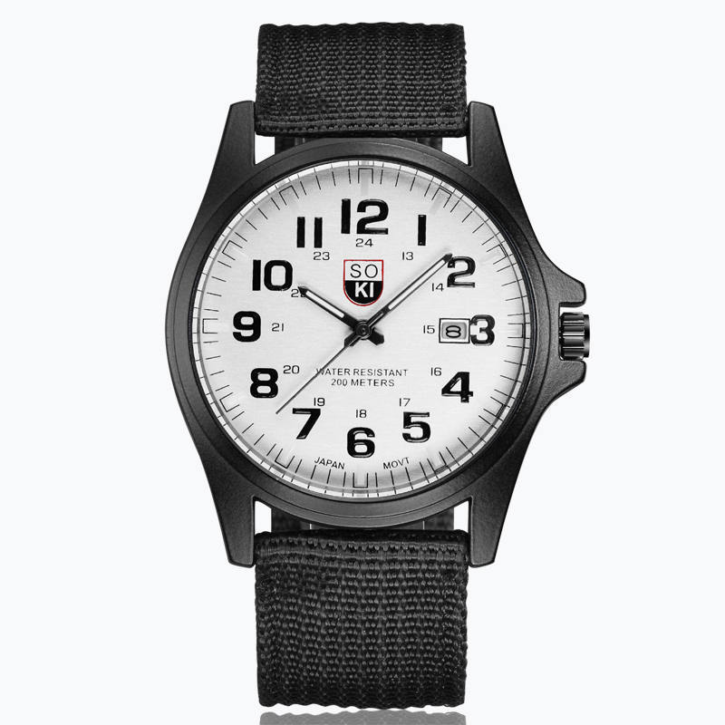 Reloj deportivo de cuarzo con calendario para hombre con correa de nailon trenzado